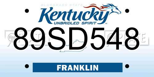89SD548 Kentucky License Plate