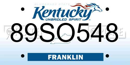89SO548 Kentucky License Plate