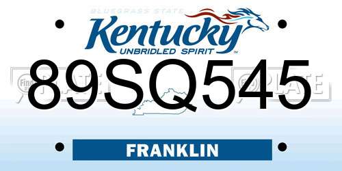 89SQ545 Kentucky License Plate
