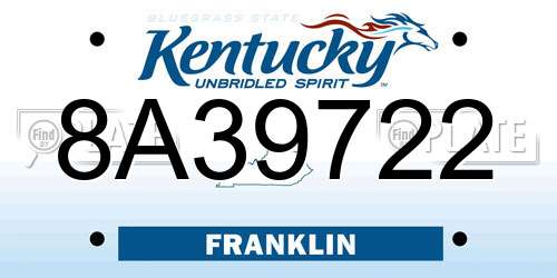 8A39722 Kentucky License Plate