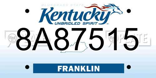 8A87515 Kentucky License Plate
