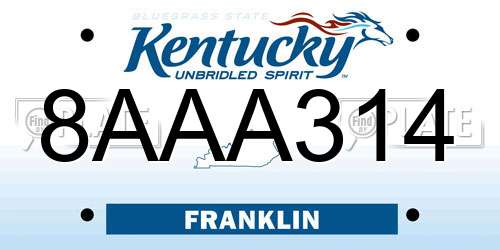 8AAA314 Kentucky License Plate