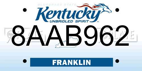8AAB962 Kentucky License Plate