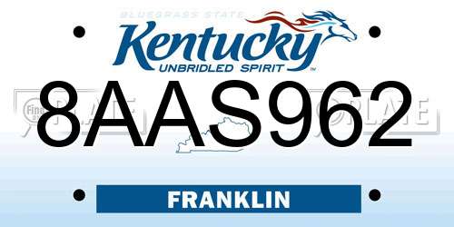 8AAS962 Kentucky License Plate