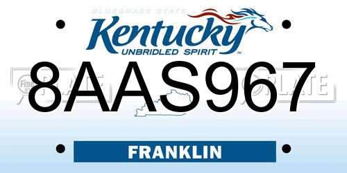 8AAS967 Kentucky License Plate