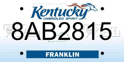 8AB2815 Kentucky License Plate