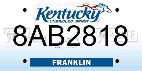 8AB2818 Kentucky License Plate