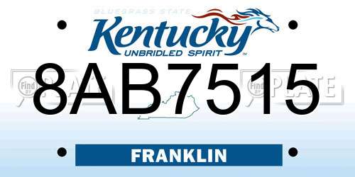8AB7515 Kentucky License Plate