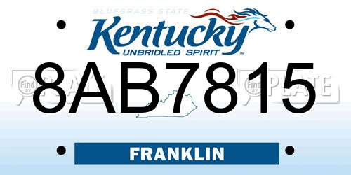 8AB7815 Kentucky License Plate
