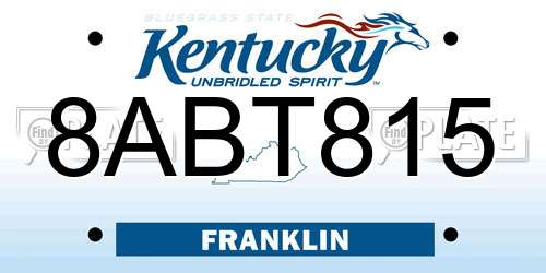 8ABT815 Kentucky License Plate