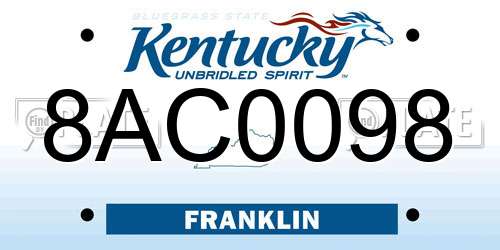 8AC0098 Kentucky License Plate