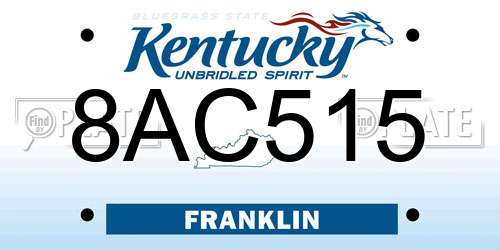 8AC515 Kentucky License Plate