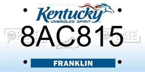8AC815 Kentucky License Plate