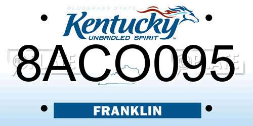 8ACO095 Kentucky License Plate