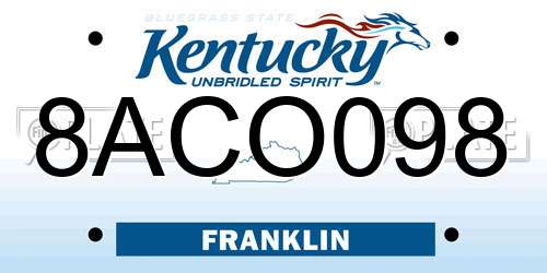8ACO098 Kentucky License Plate