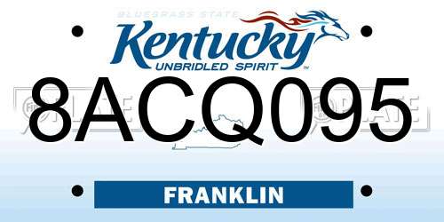 8ACQ095 Kentucky License Plate