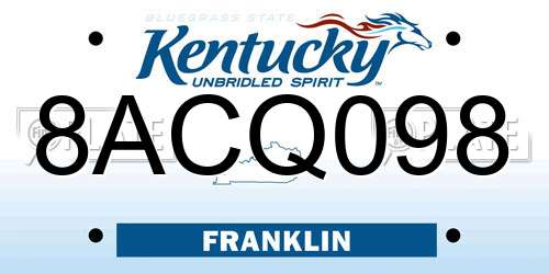 8ACQ098 Kentucky License Plate