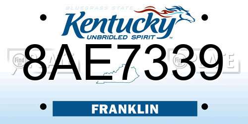 8AE7339 Kentucky License Plate