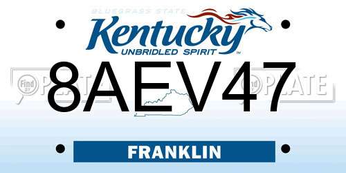 8AEV47 Kentucky License Plate
