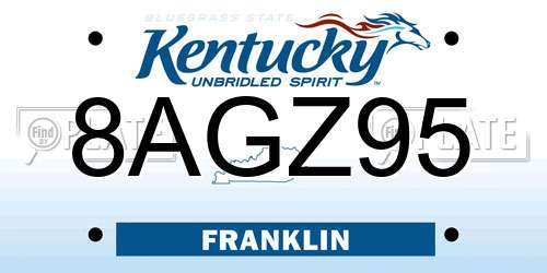 8AGZ95 Kentucky License Plate