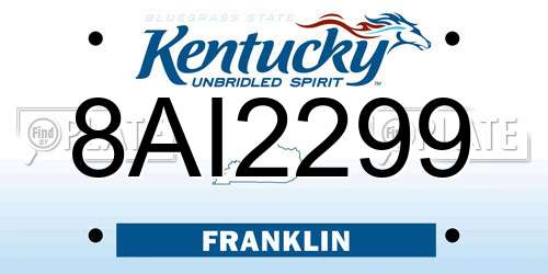8AI2299 Kentucky License Plate