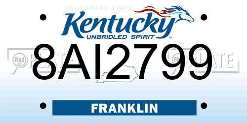 8AI2799 Kentucky License Plate