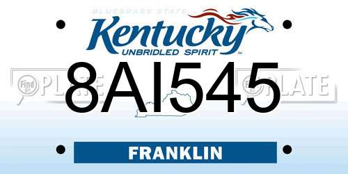 8AI545 Kentucky License Plate