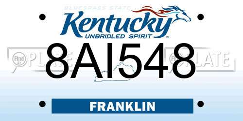 8AI548 Kentucky License Plate