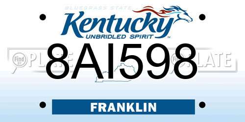 8AI598 Kentucky License Plate