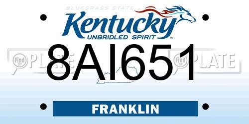 8AI651 Kentucky License Plate