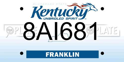 8AI681 Kentucky License Plate