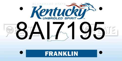 8AI7195 Kentucky License Plate