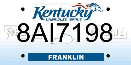 8AI7198 Kentucky License Plate