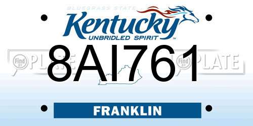 8AI761 Kentucky License Plate