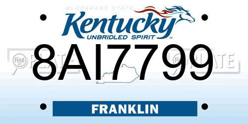 8AI7799 Kentucky License Plate