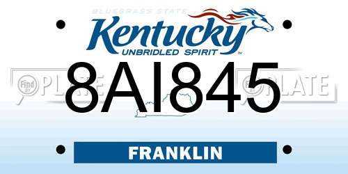 8AI845 Kentucky License Plate