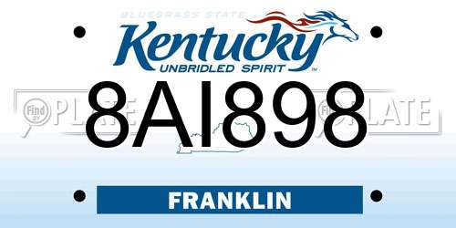 8AI898 Kentucky License Plate