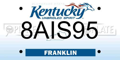 8AIS95 Kentucky License Plate