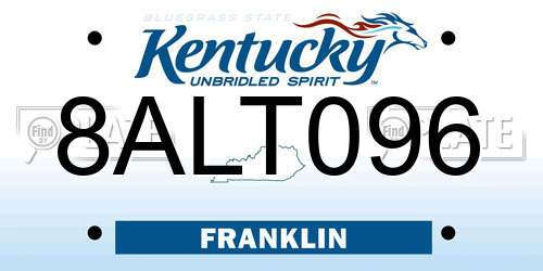 8ALT096 Kentucky License Plate