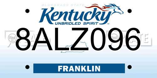 8ALZ096 Kentucky License Plate