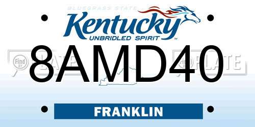 8AMD40 Kentucky License Plate
