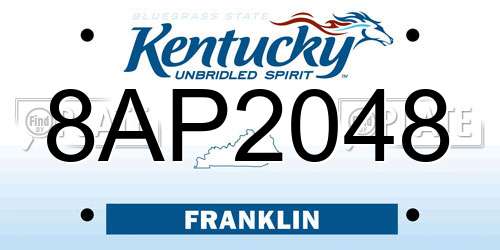 8AP2048 Kentucky License Plate
