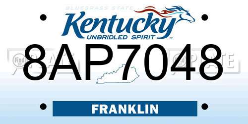 8AP7048 Kentucky License Plate