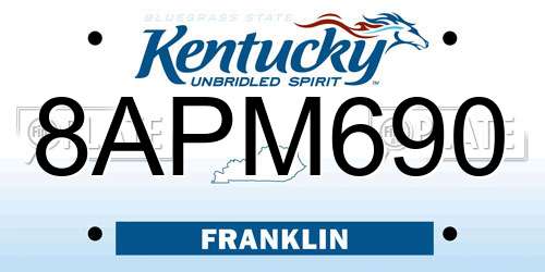 8APM690 Kentucky License Plate