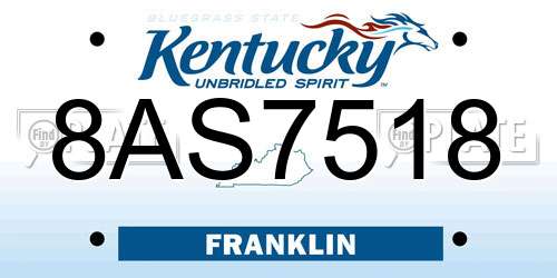 8AS7518 Kentucky License Plate