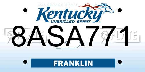 8ASA771 Kentucky License Plate
