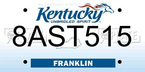 8AST515 Kentucky License Plate