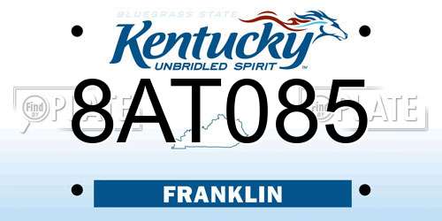 8AT085 Kentucky License Plate
