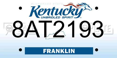 8AT2193 Kentucky License Plate