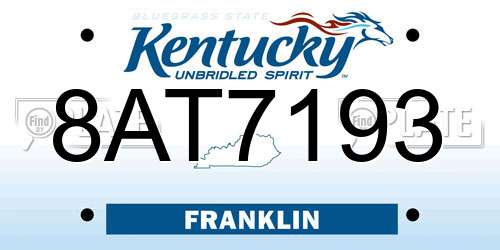 8AT7193 Kentucky License Plate